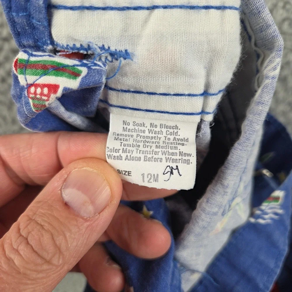 OshKosh B'Gosh Vestbak Bib‎ Romper Overalls Size 12M Blue Vintage 1980s
